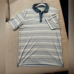 Linksoul Men's Polo Shirt - Gray and Blue Stripes
